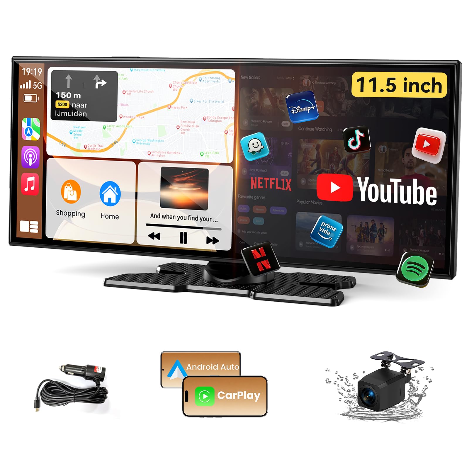 Amazon.com: Largest 11.5 inch Wireless CarPlay Screen for Car